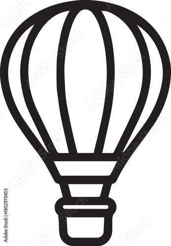 A minimalist graphic of a hot air balloon against a clean backdrop, perfect for illustrating concepts of travel, adventure, and upward mobility.