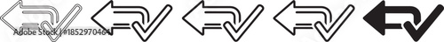 Back arrow and success check mark icon set for software workflow status navigation and verified return process interface elements for web apps.
