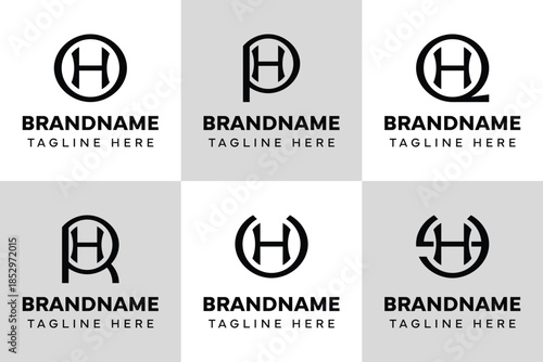 Letters HO HP HQ HR HU HY Monogram Logo Set, for OH PH QH RH UH YH initials