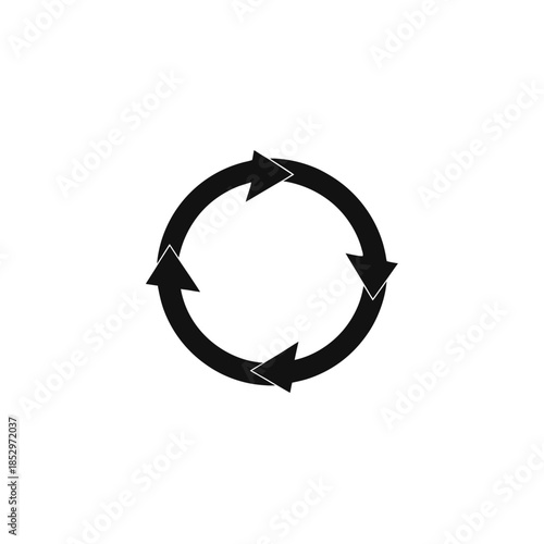 Circular arrow sequence in black color on transparent background silhouette