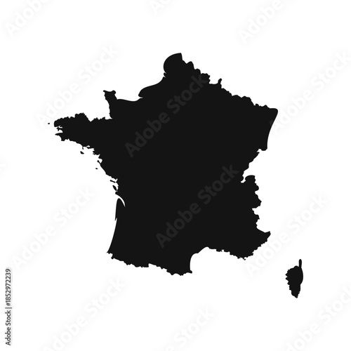 Black and White France Simple Map