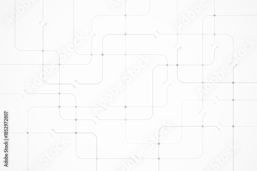 Minimal circuit line pattern with thin rounded connections and soft nodes on a light background.