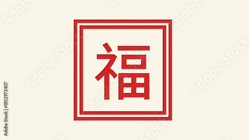 Chinese character 'Fu' meaning fortune or good luck, in a red square frame on a light background, symbolizing prosperity and blessings.