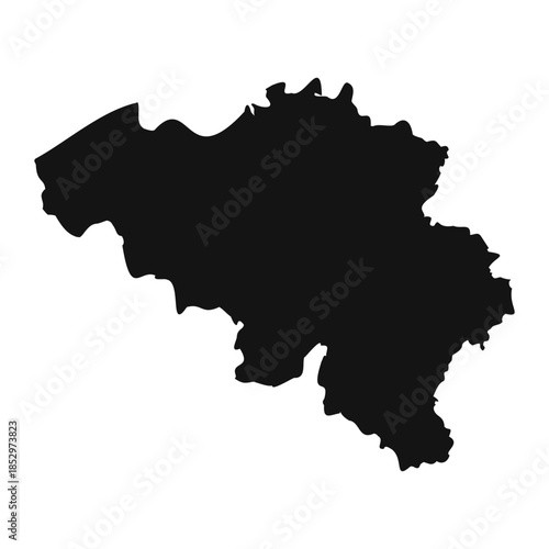 Black and White Belgium Simple Map
