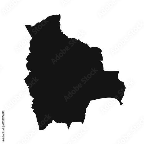 Black and White Bolivia Simple Map