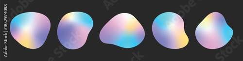 Blob organic shapes holographic colorful collection vector design elements illustration isolated