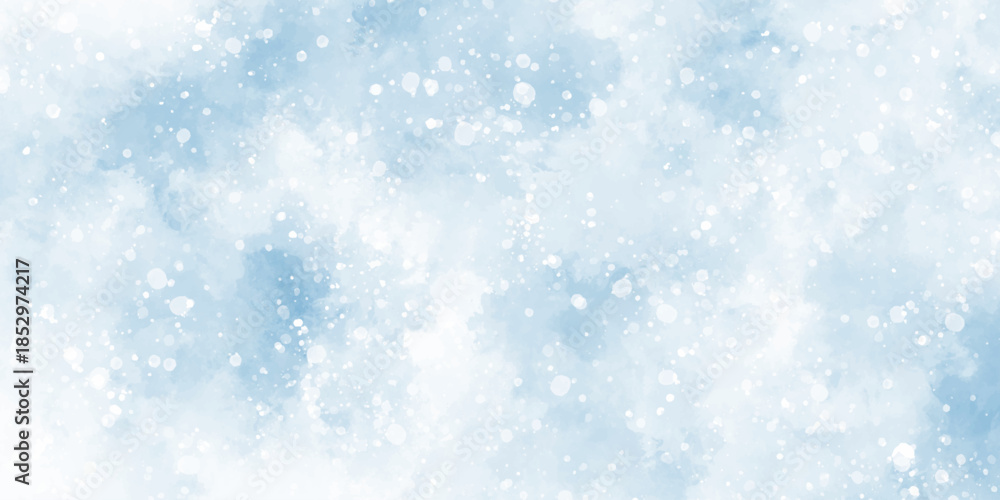 Fototapeta premium Abstract blue sky watercolor background. light blue bokeh glitter background on blurred texture. watercolor stain with hand paint pattern on blue splash with canvas. beautiful blue sky with cloud.