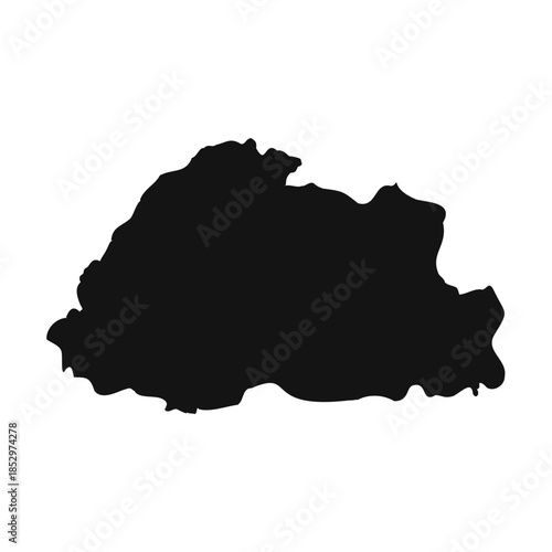 Black and White Bhutan Simple Map