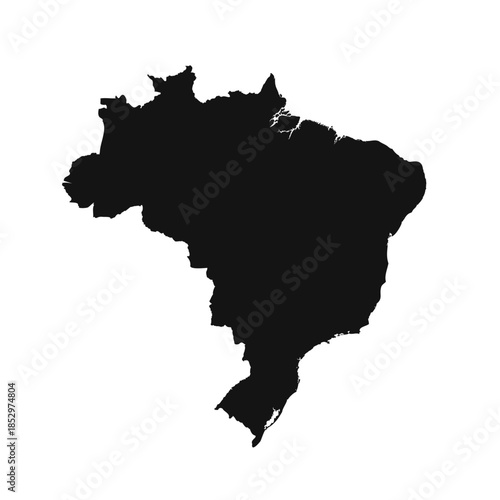 Black and White Brazil Simple Map