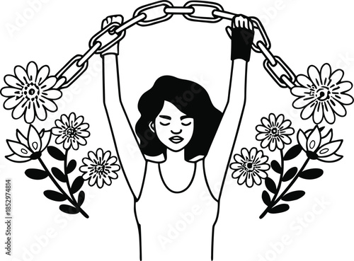 Woman embracing liberation illustration