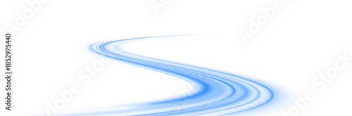 Racing cars dynamic flash effects city road with long exposure night ligh. Digital image of light rays, striped lines on a blue light background. Light arc in blue colors