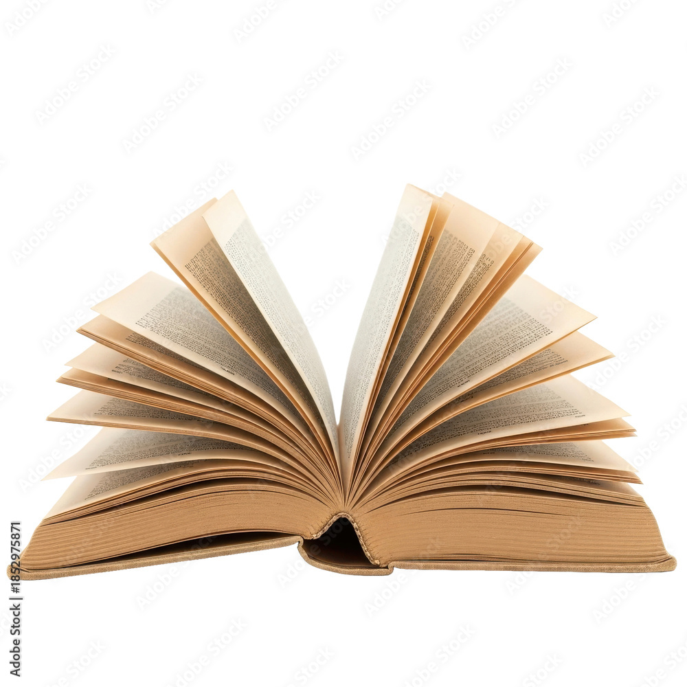 Fototapeta premium Open Book Pages Fanned Against Black