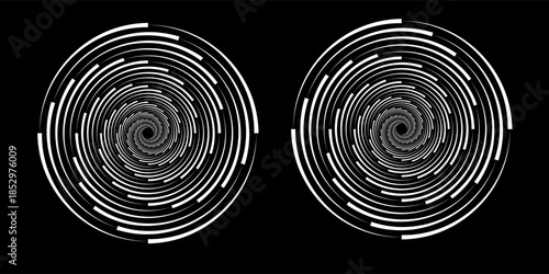 Circle dots texture isolated on white background. Vector abstract design element spiral circle sound wave vector logo modern black and white