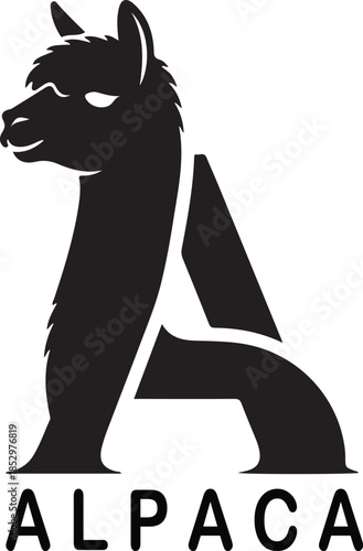Elegant alpaca logo design featuring a detailed vector silhouette high quality