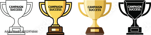 Championship Trophy Award Collection – Winners Cups and Success Prizes, Business Achievement and Sports Victory Vector Art