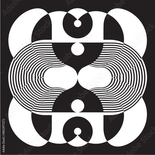 Abstract black and white vector background featuring a swirl fingerprint pattern and artistic design for print illustration