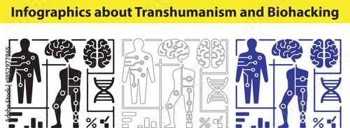 Infographics on Transhumanism and Biohacking Technology Concepts