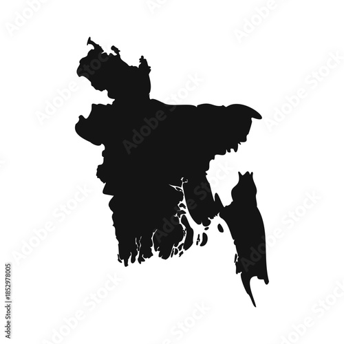 Black and White Bangladesh Simple Map