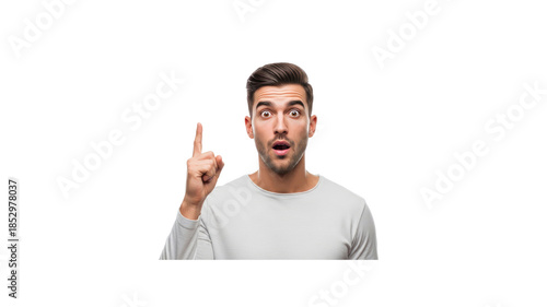 Man has a great idea points up