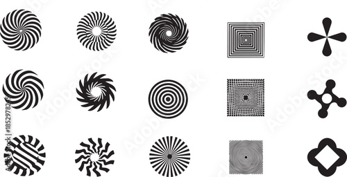 Black and white vector icon set with floral and decorative symbols