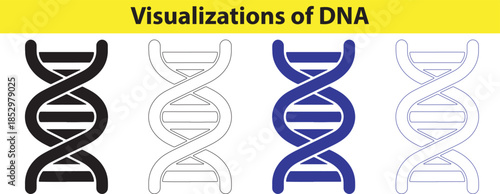 Various DNA Helix Illustrations Set for Scientific Use