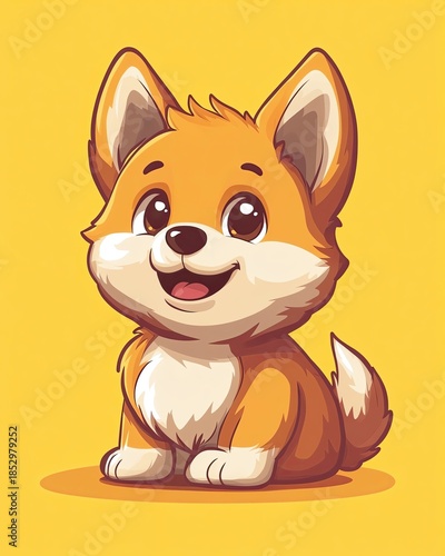 Cute cartoon corgi dog with a cheerful expression.
