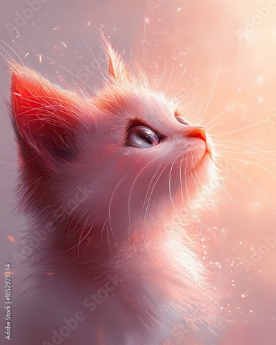 Cute kitten gazing with sparkling eyes.