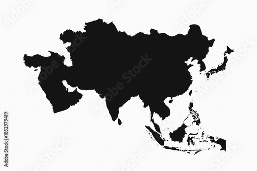 Black and White Asia Simple Map