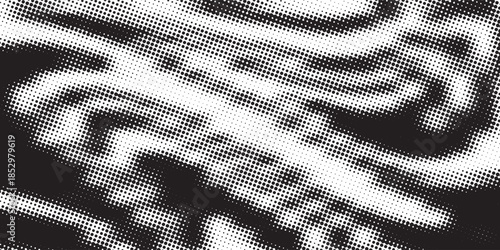 Halftone dotted abstract background. Grain gradient texture background with dots. Noise Stipple pointillism pattern. Sand, grain, grunge stipple effect. Abstract texture, engraved overlay. Vector