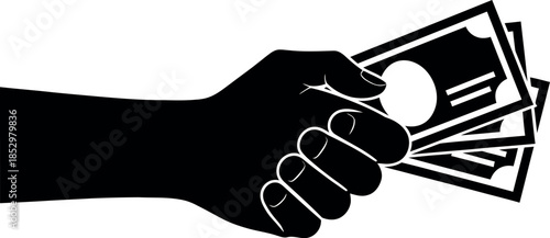 Hand holding cash banknotes vector illustration for payment