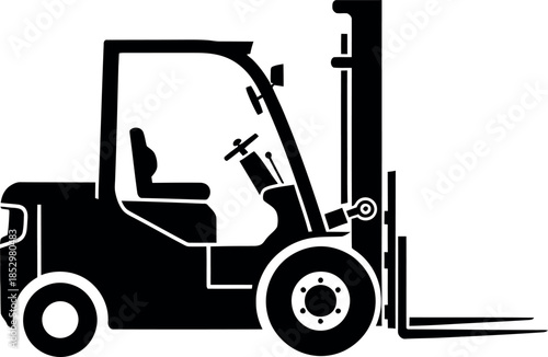 Industrial forklift vehicle silhouette for warehouse work