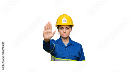 Construction worker signaling halt