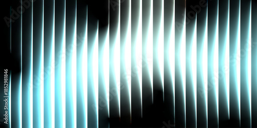 light blue Vertical Stripes with outside Spotlight Effect abstract background. creating a sense of depth, motion, and modern digital energy. Abstract corrugated PVC texture effect. Blue wall elements.