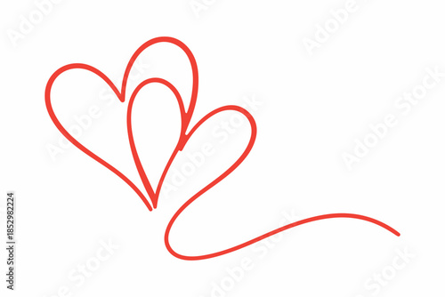 Minimal Red Heart Line Art Love Illustration