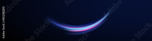 Glowing Blue Neon Lines with Fast Car Movement, Traffic Streaks, Expressway Glow Effects, Dynamic City Illustration and PNG Vector File