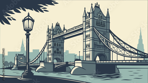 London skyline tower bridge spans thames river, defining the iconic cityscape in england, perfect for travel brochures, website banners, and postcards.