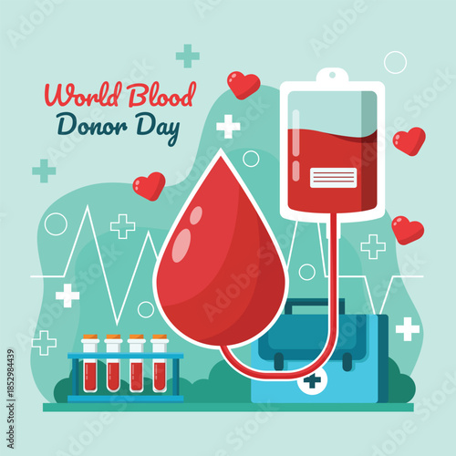 Blood Donation Healthcare Concept Vector for World Blood Donor Day Campaign	