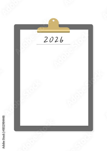 2026の手書きの文字と白紙を挟んだバインダー - シンプルな2026年のプランナーのフォーマット