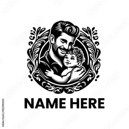 Father and Baby Embrace Logo Design
