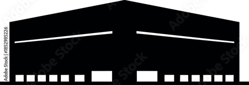 Industrial warehouse building silhouette vector illustration