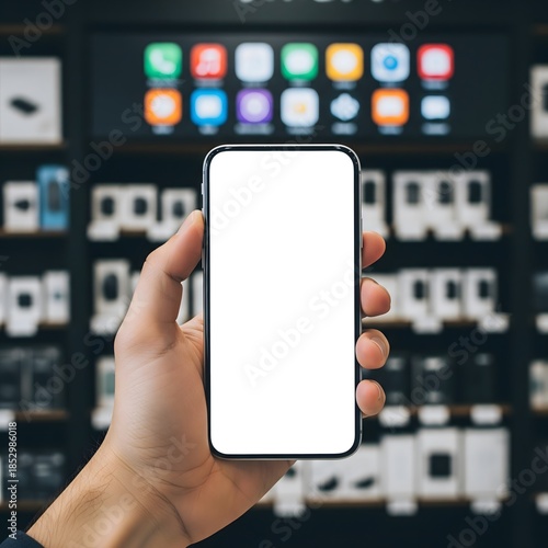 App Store Smartphone Mockup with Pure White Screen for App Presentation, Mobile Marketing and Software Promotion