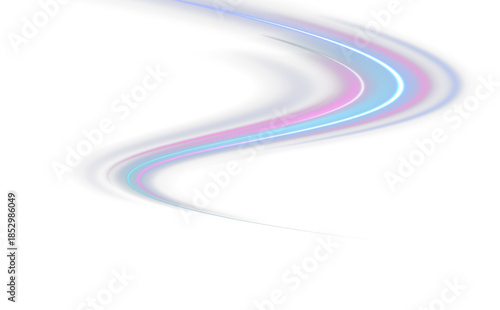 Light trail wave. Blue glowing shiny lines. Luminous lines of speed
