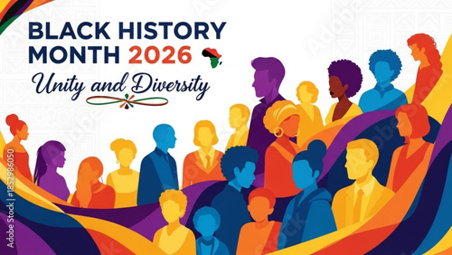Black history month 2026 unity and diversity celebration with diverse group of people
