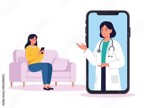 doctor online concept mobile application doctor home using mobile app