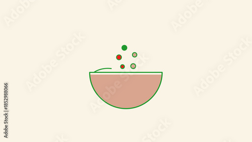 Minimalist illustration of a bowl with colorful sprinkles falling into it, representing cooking or baking.