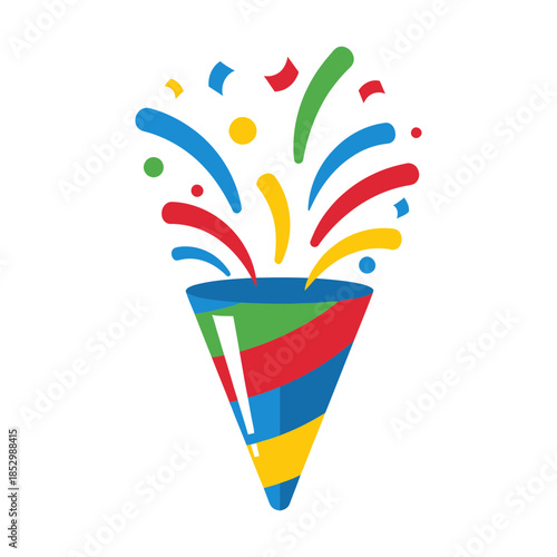 Vibrant Confetti Shoots from a Festive Party Popper Celebration