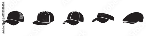 Baseball hat icon. Cap icon, Baseball cap icon set. Vector Illustration. 