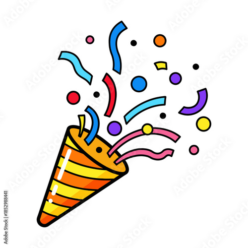 Vibrant Confetti Exploding from a Party Popper for Festive Celebrations
