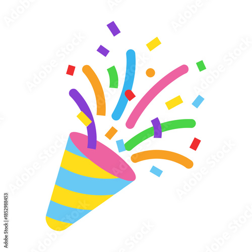 Exploding Party Popper Releasing Colorful Confetti for a Festive Celebration