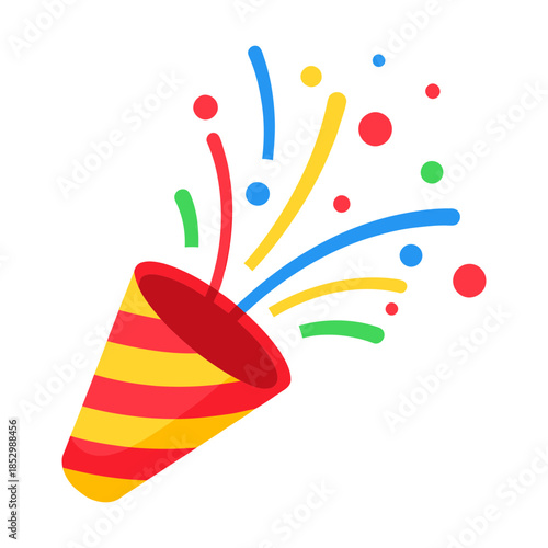 A Colorful Party Popper Bursting with Confetti Celebrating a Festive Occasion